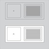 Illustration Design of sink icon. Sink is black and white and outline only. Suitable to include in your home plan design vector