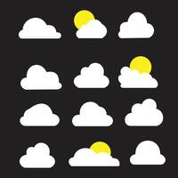 Illustration design of cloud and sun icon in flat design style. cloud icon flat design vector