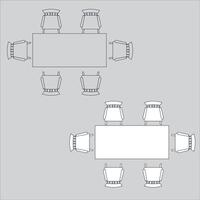 Illustration Design of a dining table icon, consisting of a table and chairs. seen from above. suitable for your home design vector