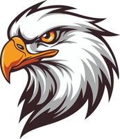 An eagle head with a big beak and yellow eyes vector