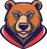 A bear head with red and blue stripes vector