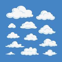 Set of cartoon clouds on blue background vector