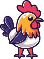 A cartoon chicken with a red head and orange body vector
