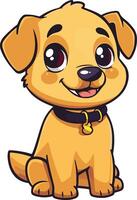 Cartoon dog with big eyes and a collar vector