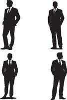 Silhouettes of business men in suits vector