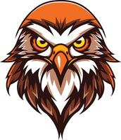 An eagle head with orange beak and yellow eyes vector