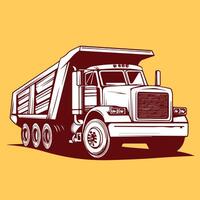 A drawing of a dump truck on a yellow background vector