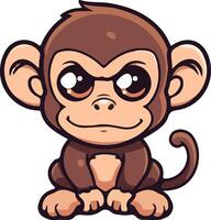 Cartoon monkey with big eyes and big mouth vector