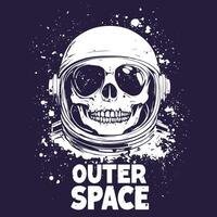 An astronaut skull in an astronaut helmet with the words outer space vector