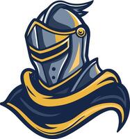 The knight helmet with a blue and yellow scarf vector