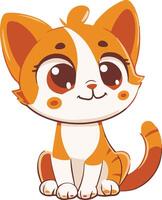 A cartoon cat with big eyes and a white collar vector
