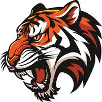 A tiger head with its mouth open vector