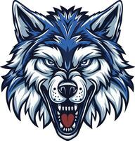 An angry wolf head with its mouth open vector