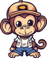 Monkey in baseball cap illustration vector