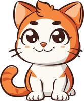 A cartoon cat with big eyes and a white background vector