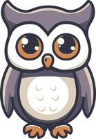 An owl with big eyes and a white background vector