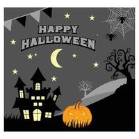Pumpkin frame and Halloween ornaments and material background. flat modern illustration vector