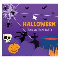 Happy Halloween banner or party invitation background with clouds, bats and pumpkins in paper cut style. flat modern illustration vector