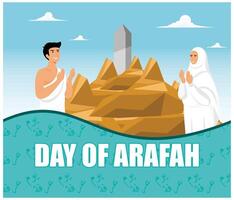 People praying near the hill of arafah. Hajj and Umrah for travel service business website and mobile web.Flat modern illustration vector