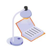 A desk lamp illuminating an open book, symbolizing focused study time vector