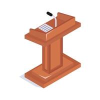Presentations, lectures, and public speaking in education, lectern isometric icon vector