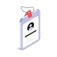 A student or teacher ID badge isometric , symbolizing identification and credentials vector
