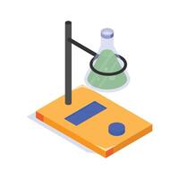A science lab station with a beaker, symbolizing experimentation and learning vector