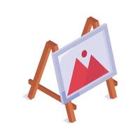 Art and creative expression in education, painting easel isometric vector
