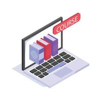 A laptop displaying an online course, symbolizing digital learning and resources vector