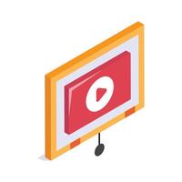 Projector screen displaying a play button, concept icon of lesson vector