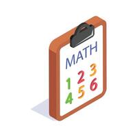 A clipboard with basic math symbols, concept icon of mathematics and learning vector