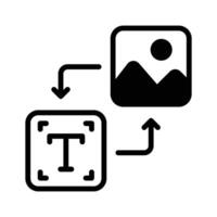 Depicts the conversion of text data into visual image formats vector