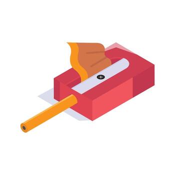 Pencil sharpener isometric design in modern style vector