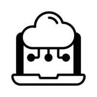 Cloud with laptop screen, concept icon of cloud computing vector