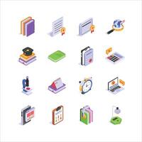 Vibrant isometric education icons, ready to use in website and mobile apps vector