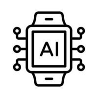 A smartwatch with a chip, symbolizing wearable AI technology for daily use vector