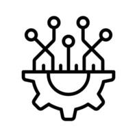 Gear with circuits representing automating and mechanical processes design vector