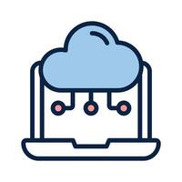 Cloud with laptop screen, concept icon of cloud computing vector