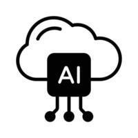 Microprocessor with cloud, concept icon of cloud technology, ai cloud vector