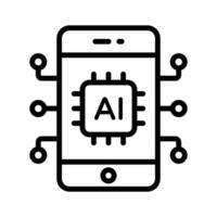 A mobile phone with processor, representing artificial intelligence in mobile applications vector
