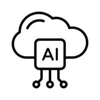 Microprocessor with cloud, concept icon of cloud technology, ai cloud vector