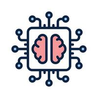 A processor chip brain, concept of brain processor icon vector