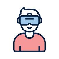 A person wearing a VR headset, representing immersive virtual experiences vector