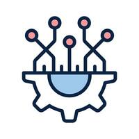 Gear with circuits representing automating and mechanical processes design vector