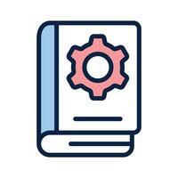 Cogwheel with book concept icon of setting manual in modern style vector