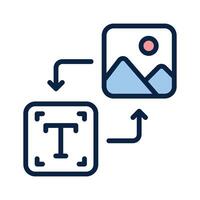 Depicts the conversion of text data into visual image formats vector