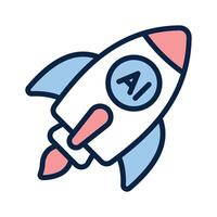 Ai rocket icon design, space exploration vector