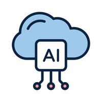 Microprocessor with cloud, concept icon of cloud technology, ai cloud vector