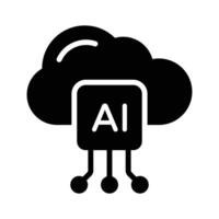 Microprocessor with cloud, concept icon of cloud technology, ai cloud vector