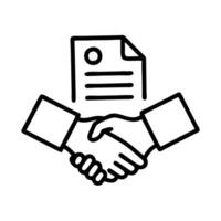 Handshake with Certificate Silhouette and Business and Agreement Concept Illustration vector